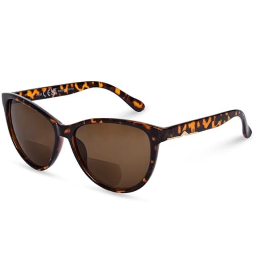 OPTOFENDY Bifocal Reader Sunglasses for Women, Fashion Outdoor Cat Eye Reading Sunglasses with UV400 Protection