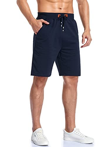 Immerguter Mens Shorts Adjustable Elastic Waist Casual Workout Shorts with Pockets,40,HC-ZZ-Navy Blue