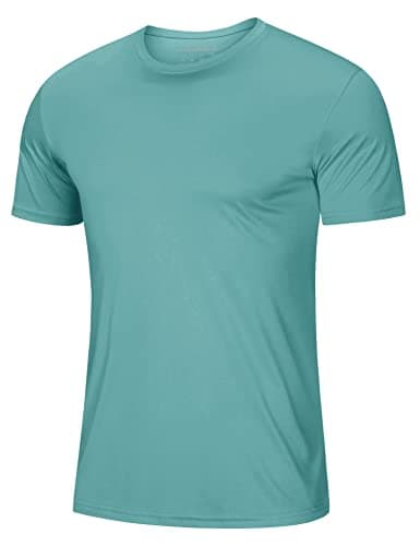 Mens Short Sleeve T Shirts UPF 50+ Shirt Sun Protection T-Shirts Rash Guards Shirts Gym Workout Quick Dry Shirts Grey Green S