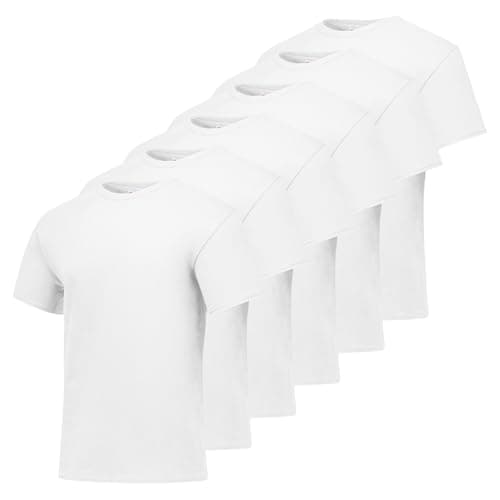 Hanes mens Essentials Short Sleeve T-shirt Value Pack (6-pack) fashion t shirts, White, Large US