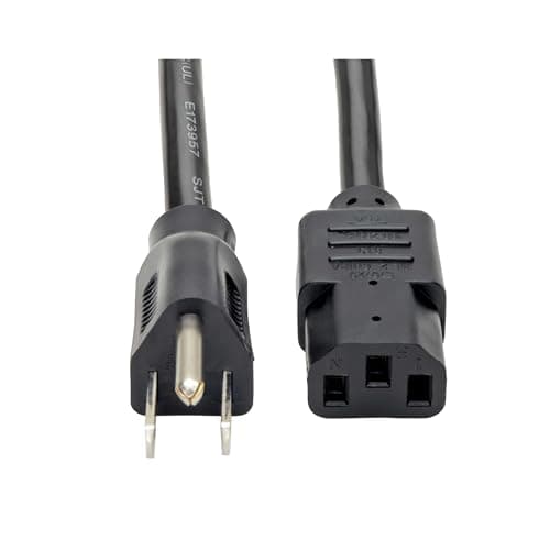Eaton Tripp Lite Series 15 Amp Standard 10ft Computer Power Cord for PC, Monitor, Laptop & More | UL Listed, Heavy Duty 14 AWG, 5-15P to IEC C13, Replacement 3 Prong AC Power Cable (P007-010)