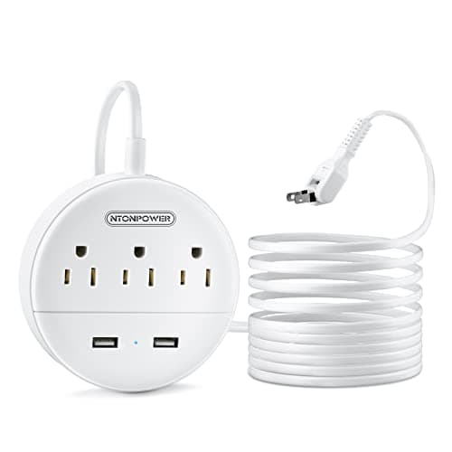NTONPOWER 2 Prong Power Strip, 9.8ft Extension Cord with Polarized Plug, 3 Prong to 2 Prong Outlet Adapter, 3 Outlets 2 USB Charging Ports, Wall Mountable, Ideal for Old House Non-Grounded Outlets