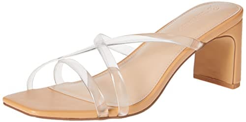 The Drop Women's Amelie Strappy Square Toe Heeled Sandal, Clear, 9