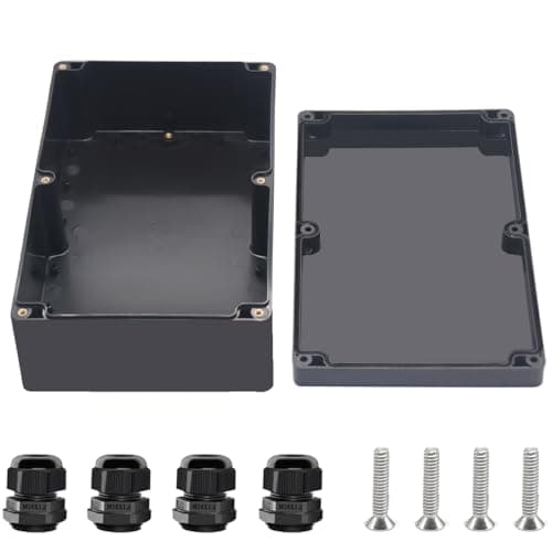 Otdorpatio Project Box ABS Black Electrical Boxes IP67 Outdoor Waterproof box Electronic Junction Box Power Enclosure with Cable Glands for DIY Project 9.1 x 5.9 x 3.4 inch (230x150x87mm)