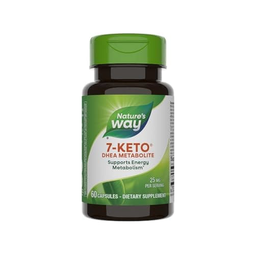 Nature's Way 7-Keto, DHEA Metabolite, Supports Energy Metabolism*, 25 mg Potency Per Serving, Gluten Free, Vegan, 60 Capsules (Packaging May Vary)