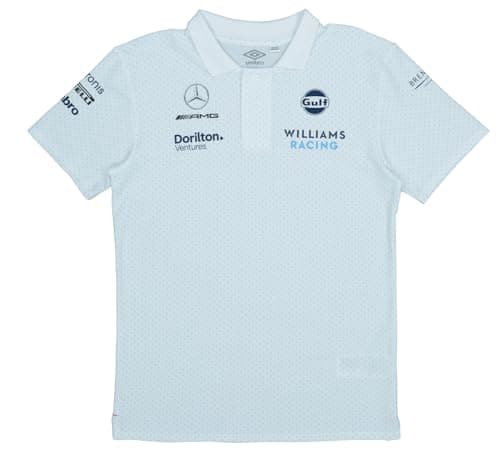 Umbro x Williams Racing F1 Team CVC Media Men's Polo Shirt, Brilliant White, Large