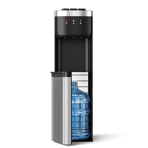 Manastin Bottom Loading Water Cooler, No Heavy Lifting 3-5 Gallon Water Dispenser with 3-Temperature Hot/Cold/Room Water, Child Lock,for Home & Office,Black