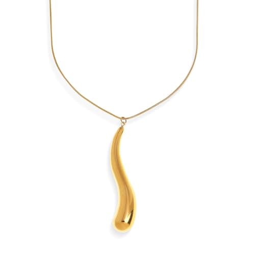 Frigotine Chunky Gold Twist Teardrop Pendant Necklace for Women,Trendy Charm Thick Adjustable Hammered Hollow Long Chain Nacklaces Fall Winter Prom Jewelry Gift.
