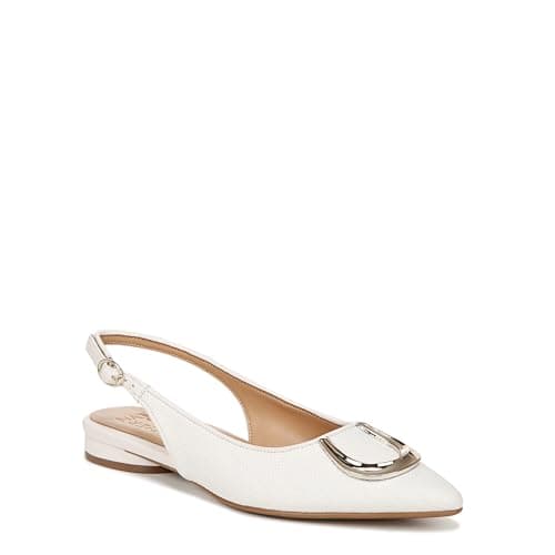 Naturalizer Womens Bixby 2 Pointed Toe Slingback Flat Warm White Straw Fabric 5.5 M