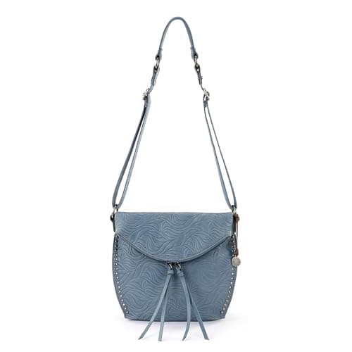 The Sak Silverlake Crossbody in Leather, Adjustable Crossbody Strap, Maritime Wave Emboss