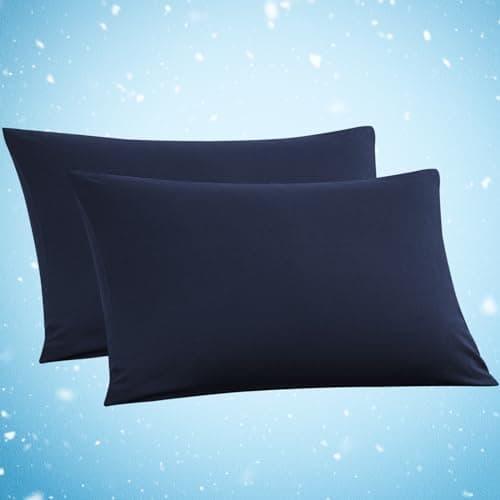 Avolare 2 Pack Pillowcases, Cooling Pillow Case Queen Size with Envelope Closure, Breathable & Machine Washable Pillow Covers for Hot Sleepers, Night Sweats - Navy Blue (20"x30") Imported
