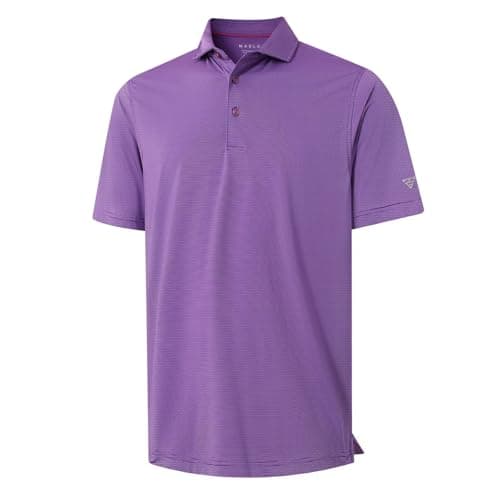 MAELREG Men’s Polo Shirts Short Sleeve Quick Dry Performance Lightweight Pinstriped Collared Polo Shirt for Men