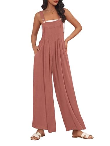 AUTOMET Women's Overalls Casual maternity Jumpsuits with Pockets Summer Vacation Rompers 2026 Rust S
