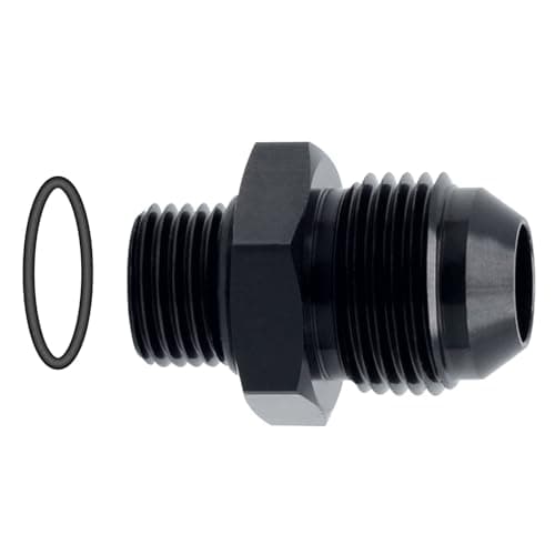VehiMata 6AN Male Flare to AN8 ORB O-Ring Straight Boss Fuel Pump Rail Fitting Adapter Aluminum Black 2PCS