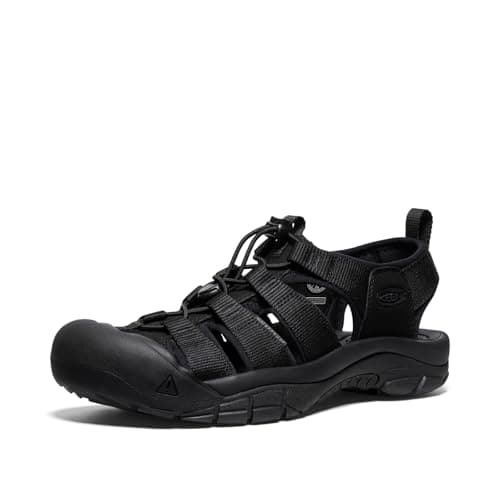 KEEN mens Newport H2 Closed Toe Water Sandals, Black/Black/Black, 8.5