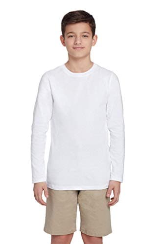 French Toast Boys' Big Long Sleeve Crewneck Tee T-Shirt, White, M (8)