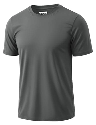 MAGCOMSEN Mens Workout Shirts Dry Fit Short Sleeve Wicking Athletic Swimming Shirts UV Protection Crew Neck Sretch Dark Gray S