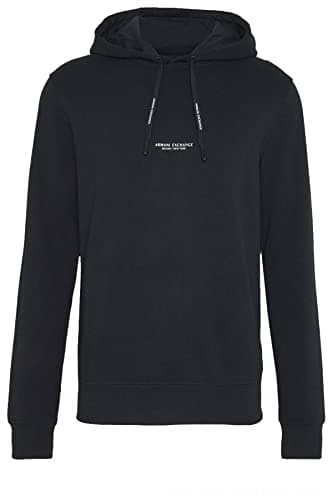 A|X ARMANI EXCHANGE mens Pull-over With Front Back Logo Hooded Sweatshirt, Navy, X-Large US