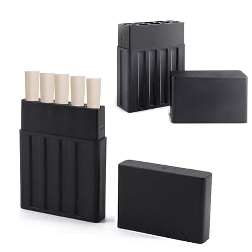 Luxury Cigarette Case Set: 5-Hole & 10-Hole with Internal One-Piece Structure, Individual Storage per Hole, Crush-Resistant, Airtight, Premium ABS Material & Matte Texture (Black)