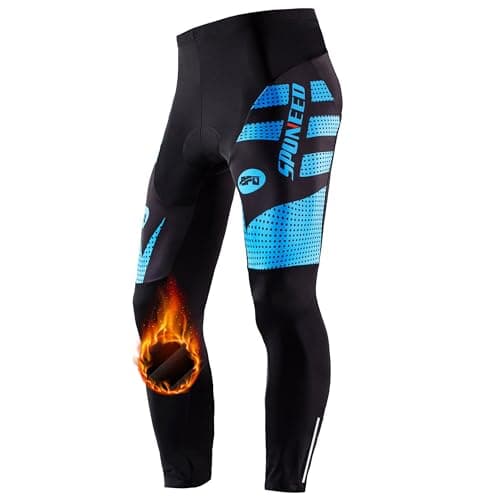 Men Bicycling Tights with Padding Winter Underpants Bicycle Wear Pants Thermal Fleeced US XXL Blue Multi
