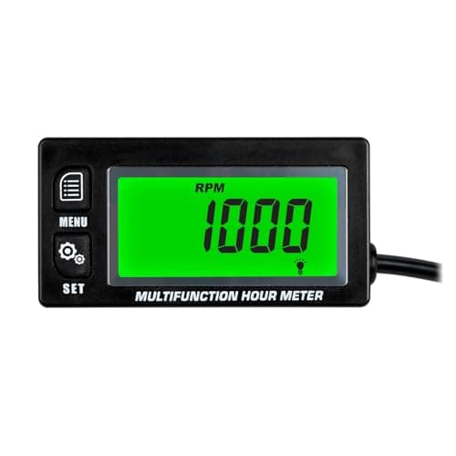 RileyFine RQ-HM028A Digital Hour Meter,RPM Function,SVC&SVC1 0-250H, Temperature Display,Used for Gasoline Engine Equipment Such as Generators, Mowers, Chainsaws,Boat etc