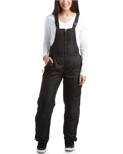 Perry Ellis Womens Snow Bibs - Wind And Water Resistant Insulated Ski Pants Winter Overalls For Women, Sizes Run Small, Size Large, Black