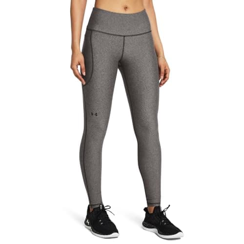 Under Armour Womens HeatGear Armour High No-Slip Waistband Pocketed Leggings, (020) Charcoal Light Heather / / Black, XX-Large Short