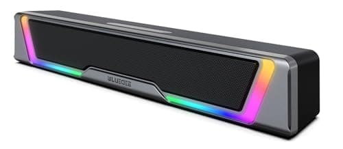 Bluedee Computer Speakers for Desktop PC, 3.5mm Aux PC Speakers for Desktop with Dynamic RGB Light, Wired USB Plug & Play Computer Sound Bar, Inline-Controlled Gaming Speakers for PC, Laptop