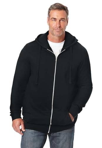 KingSize Men's Big & Tall Fleece Zip-front Hoodie Jacket - 2XL, Black