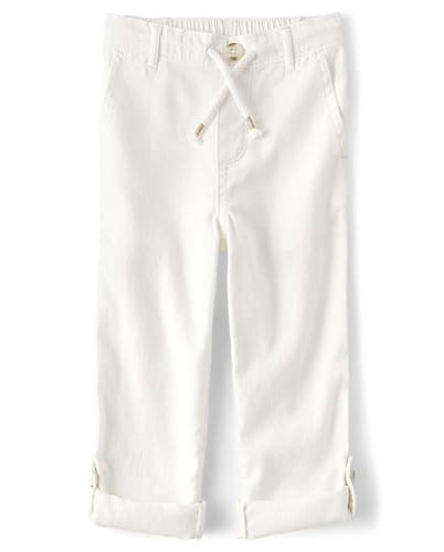 Gymboree,and Toddler Drawstring Linen Pants,Simply White,5T