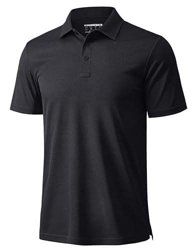 MAGCOMSEN Men's Polo Shirts Short Sleeve Golf Quick Dry Collared Moisture Wicking Athletic Performance Polos Black L