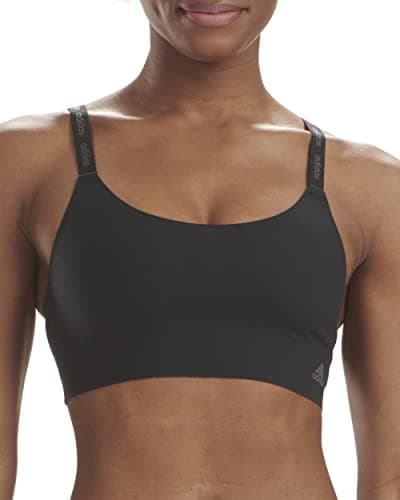 adidas Women's Micro Cut Free Seamless Scoop Lounge Bra, Black/Forged Iron, X-Large