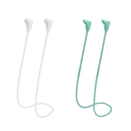 MULTAICH Magnetic Anti-Lost Lanyard 2nd for AirPods Pro,Colorful Soft Silicone Sports Straps, Neck Rope Cord 2pcs (2nd White/Green)