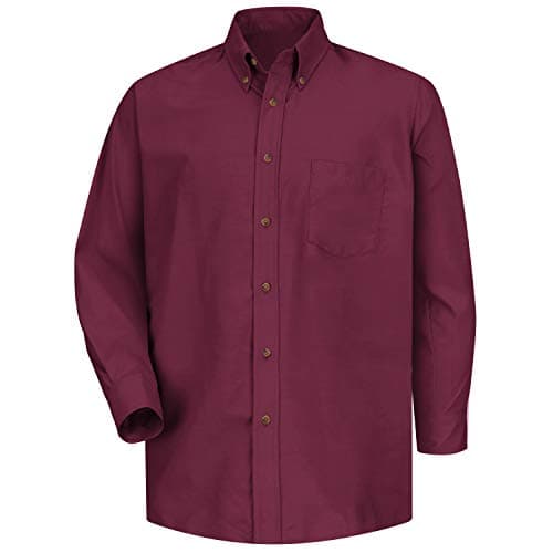 Red Kap Men's Poplin Dress Shirt, Burgundy, 5X-Large