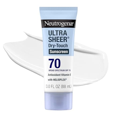Neutrogena Ultra Sheer Dry Touch Sunscreen Lotion SPF 70 Broad Spectrum UVA UVB Protection Lightweight Water Resistant up to 80 Minutes Oil PABA Oxybenzone Free, 3 fl oz