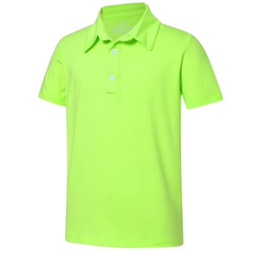 uideazone Boys Polo Shirt Neon Green Performance Golf Shirts Athletic Fluorescent Polos Summer Casual Colaared School Uniforms Size 13-14