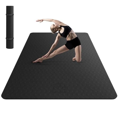 HAPBEAR Extra Large Yoga Mat - 72"x48"x6mm (1/4 inch), Non-Slip, Durable,Thick Wide Exercise Mat for Home Workouts, Yoga, Pilates, Stretching and Cardio Workouts