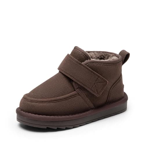 DREAM PAIRS Toddler Boots Boys Kids Girls Winter Warm Faux Fur Walking Ankle Boots FuzzyGo Kid's Cozy Tap Shoes,Size 5 Toddler,Brown,SDSB2407K