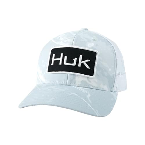 HUK Mens Trucker Hat, Anti-Glare Snapback Fishing Hat for Men, Mossy Oak Stormwater Bonefish, One Size