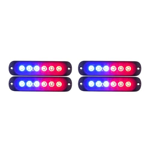 Xprite 4PCS Emergency Strobe Lights, Multi Color 6-LED Surface Mount Flashing Strobe Lights, Sync Feature Ultra Slim Grill Light for Construction Towing Snow Plow Pickup Work Trucks Cars