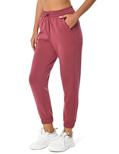 Colorfulkoala Women's High Waisted Ultra Soft Modal Joggers Running Sweatpants Casual Lounge Pants with Pockets (M, Wine Red)