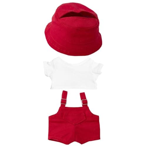 niannyyhouse 15cm 17cm Doll Clothes Hat White T-Shirt Overalls Doll Dressup (Red)