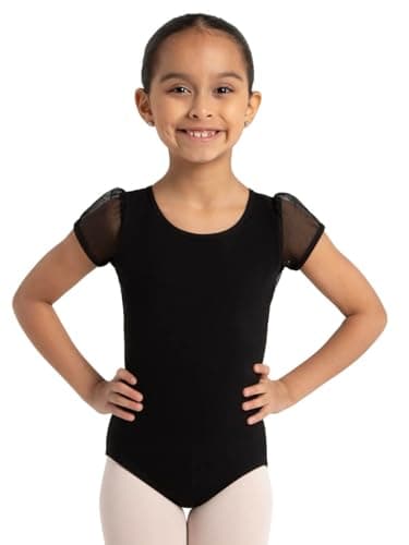 Capezio Girls Puff Sleeve Keyhole Back - Leotard, Black, 2T US