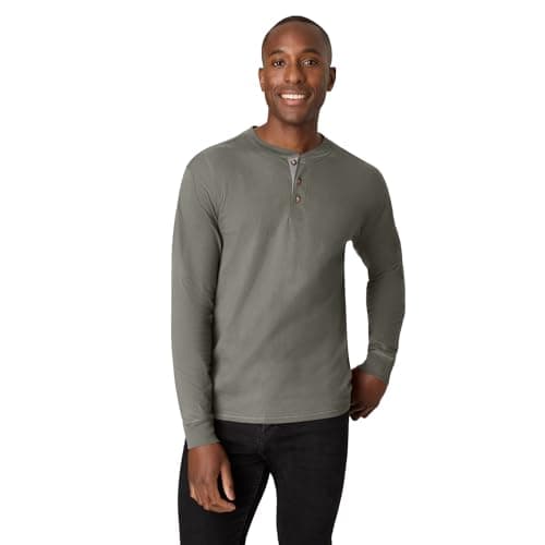 Hanes mens Beefy Long Sleeve Three-button Henley Shirt, Pebblestone Crossdye, 3X-Large US