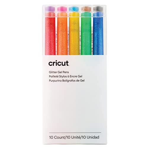 Cricut Glitter Gel Pens (Set of 10), Add Glitter to Cards, Paper, Decor, and More, for Use Maker and Explore Cutting Machines, (Medium Point, 0.8mm, Rainbow)