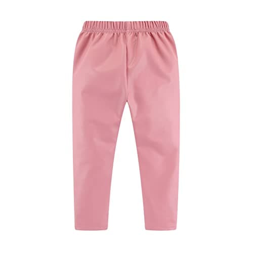 Mud Kingdom Little Girls Leather Leggings Fleece Pants Thick Warm Pink Size 7-8
