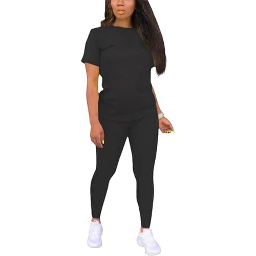 TOPONSKY Piezas Women 2 Piece Outfits Travel Jogger Sets Workout Black,M