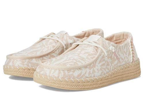 HEYDUDE Women's Wendy Espadrille Retro Palm Pale Pink/White 5 Medium