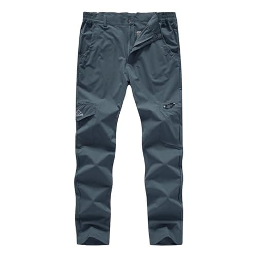 BASUDAM Men's Cargo Hiking Pants Quick Dry Lightweight Stretch Water Resistant Summer Outdoor Work Travel with Pockets Cool Grey 36