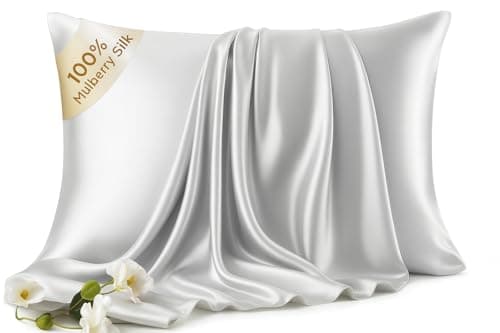 FCHJXTL Luxury 6A Mulberry Silk Pillowcase & Silk Pillow Case for Hair & Skin – Anti-Wrinkle, Hidden Zipper – Best Beauty Sleep Solution for Women (Gray, Queen)